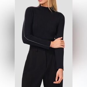 NEW! Halogen Piped Mock Neck Rib Sweater
